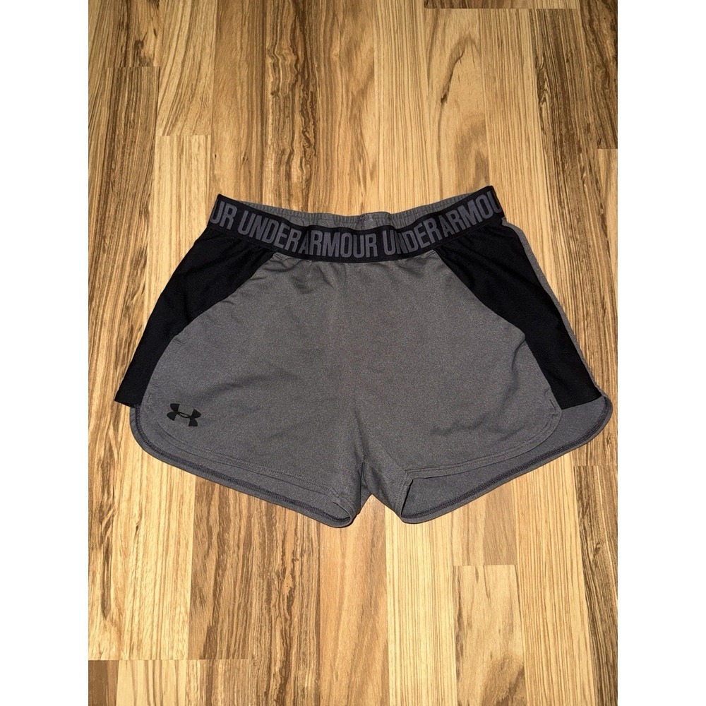 Under Armour Shorts Women's Gray Black Athletic Heatgear Workout Run